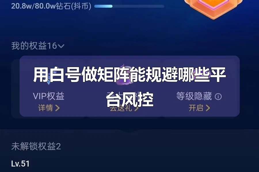 用白号做矩阵能规避哪些平台风控